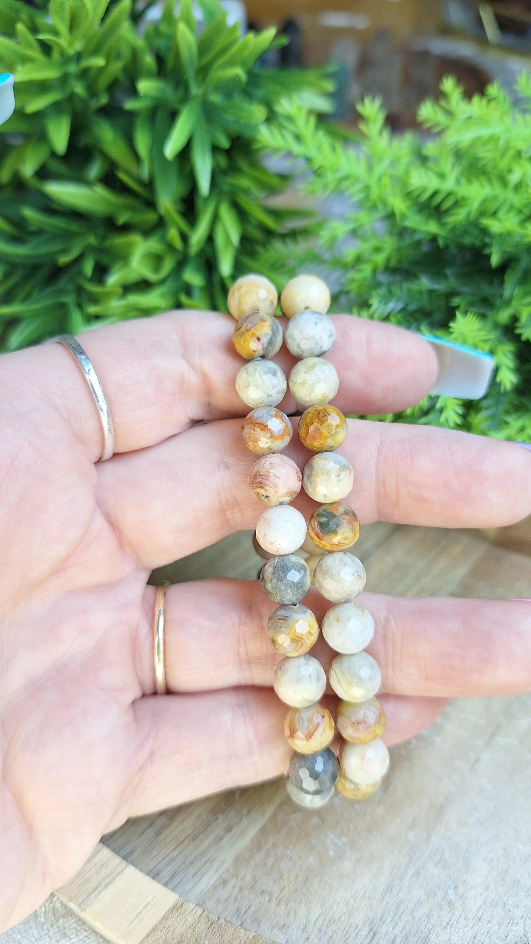 Crazy lace agate faceted bracelet