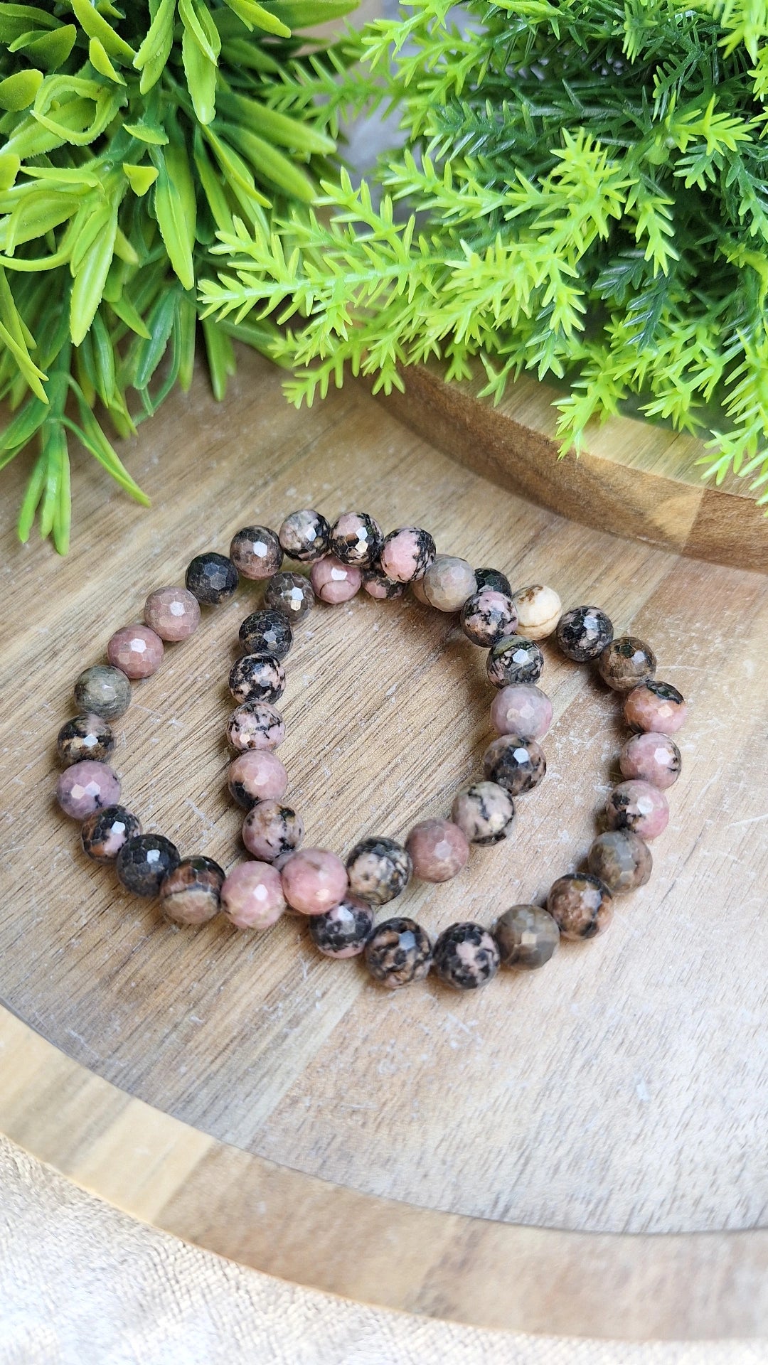 Faceted rhodonite bracelet