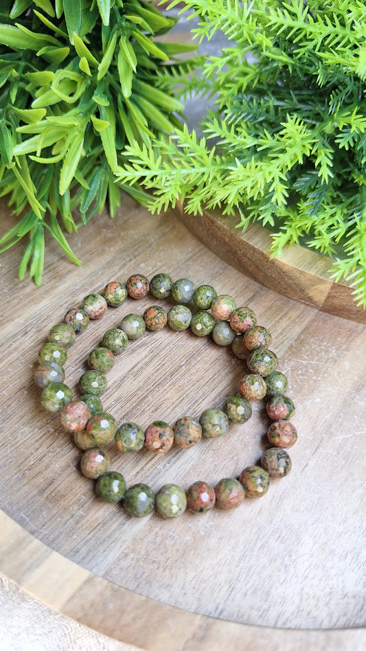 Unakaite faceted bracelet