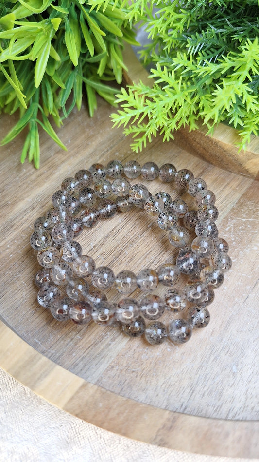 Biotite inclusions quartz bracelet