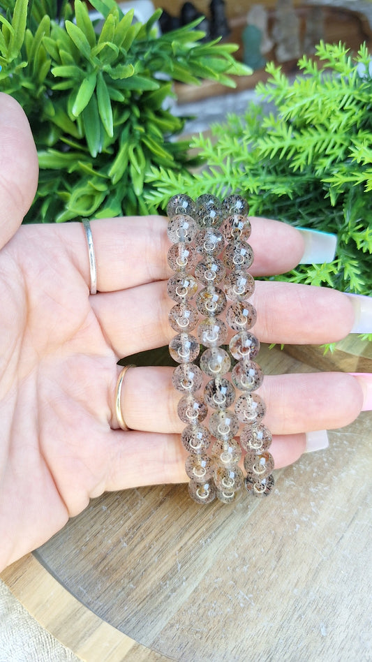 Biotite inclusions quartz bracelet