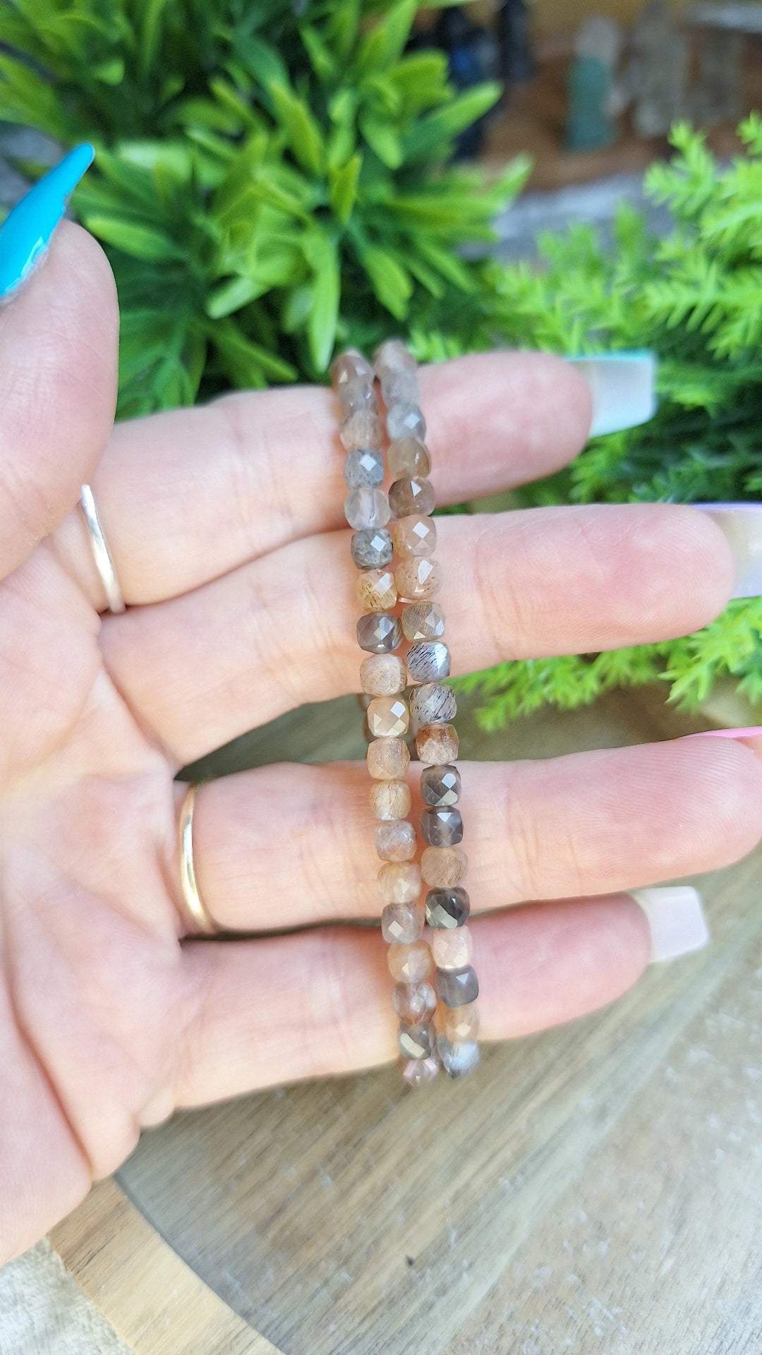 Sunstone moonstone faceted bracelet
