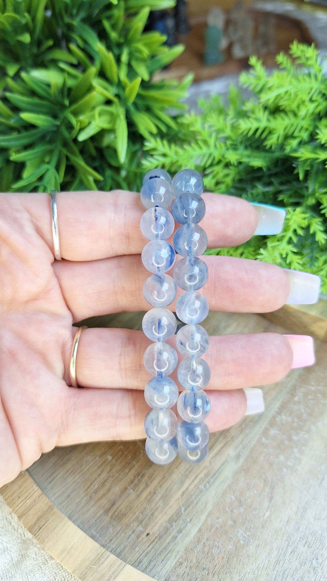 Kyanite in quartz bracelet