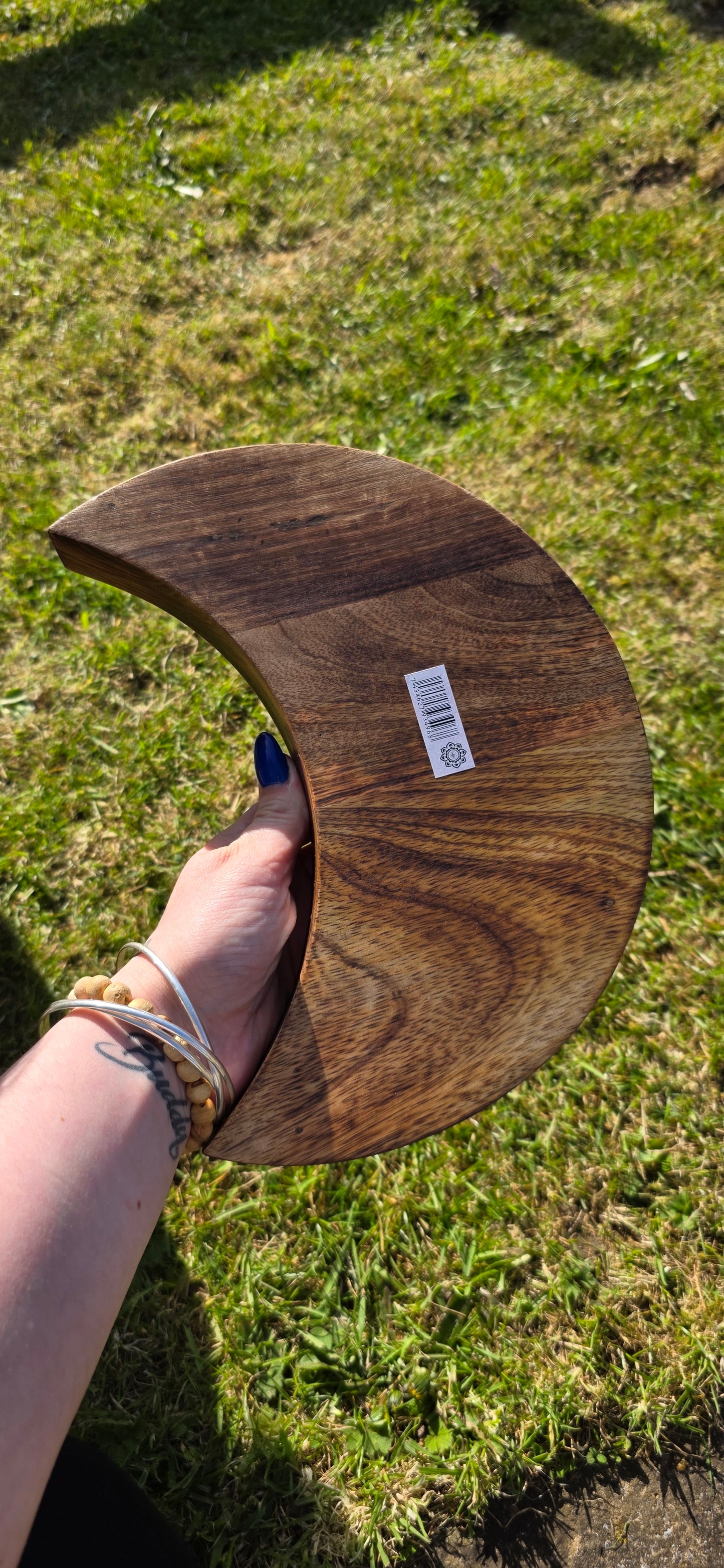Large moon shaped mango wood bowl