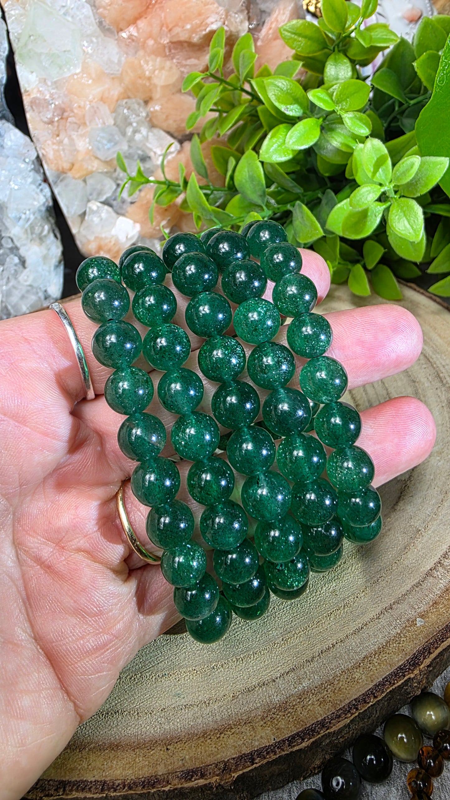 High grade Green strawberry quartz bracelet
