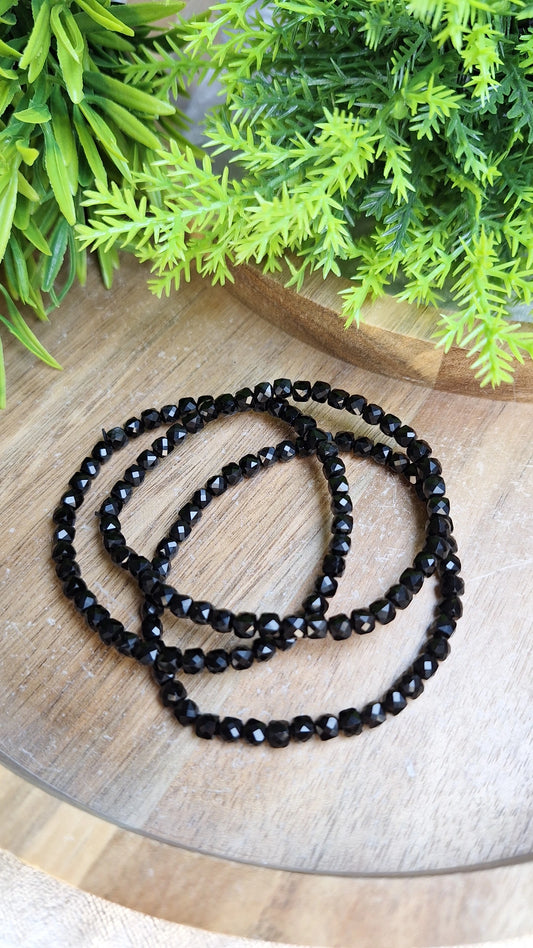 Obsidian faceted bracelet
