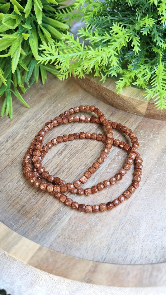 Goldstone faceted bracelet