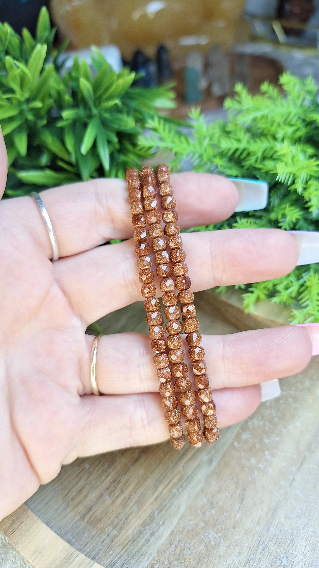 Goldstone faceted bracelet