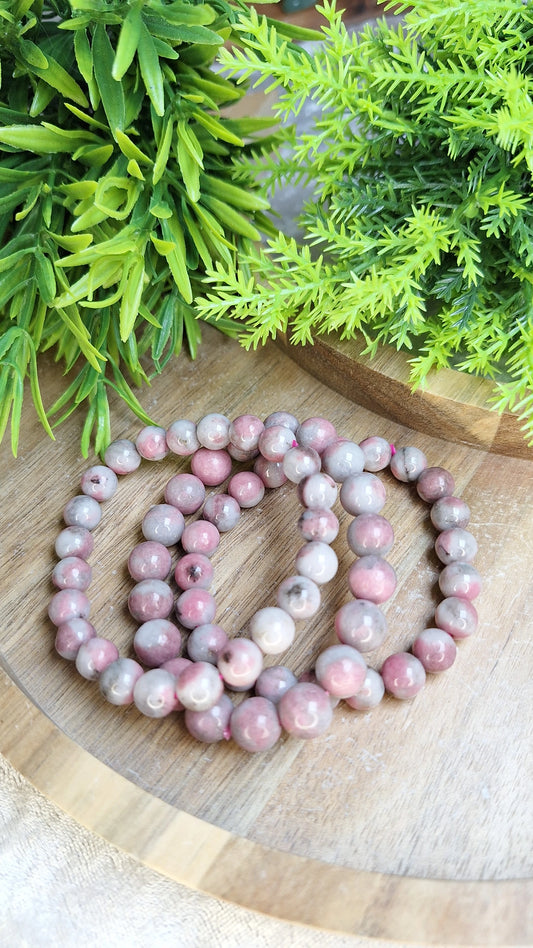 Pink tourmaline in quartz bracelet