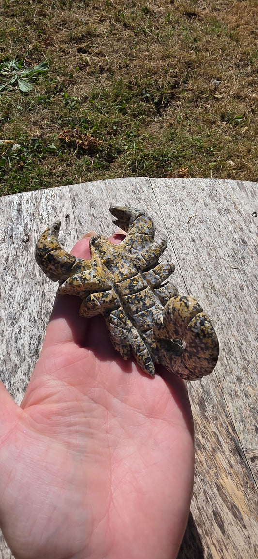 Ocean jasper scorpian carving