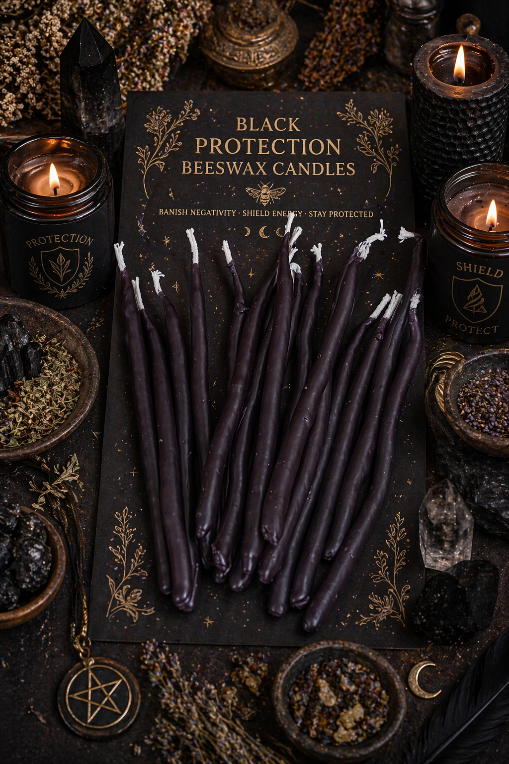 Black Hand-dipped Meditation | Ritual | Spell candles
