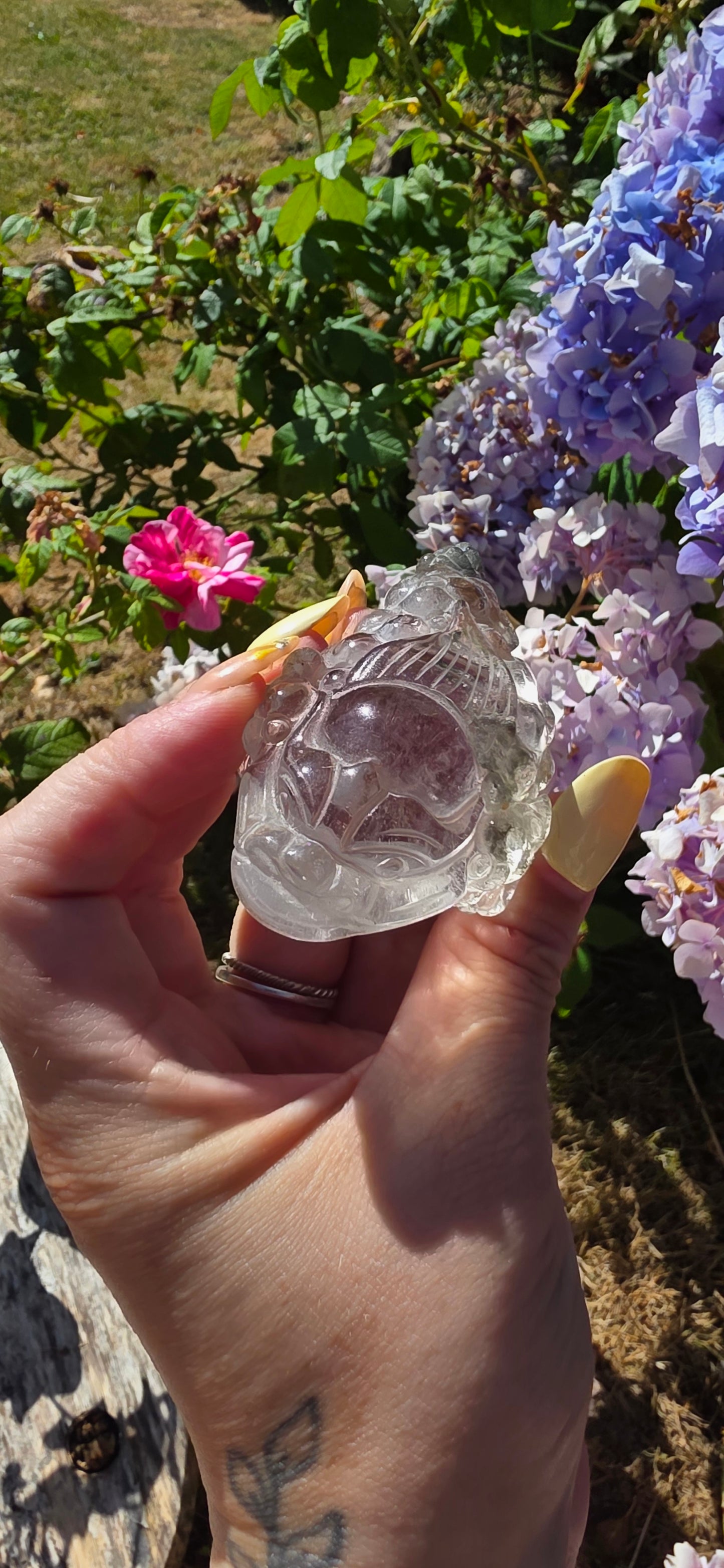 Garden quartz money frog/toad