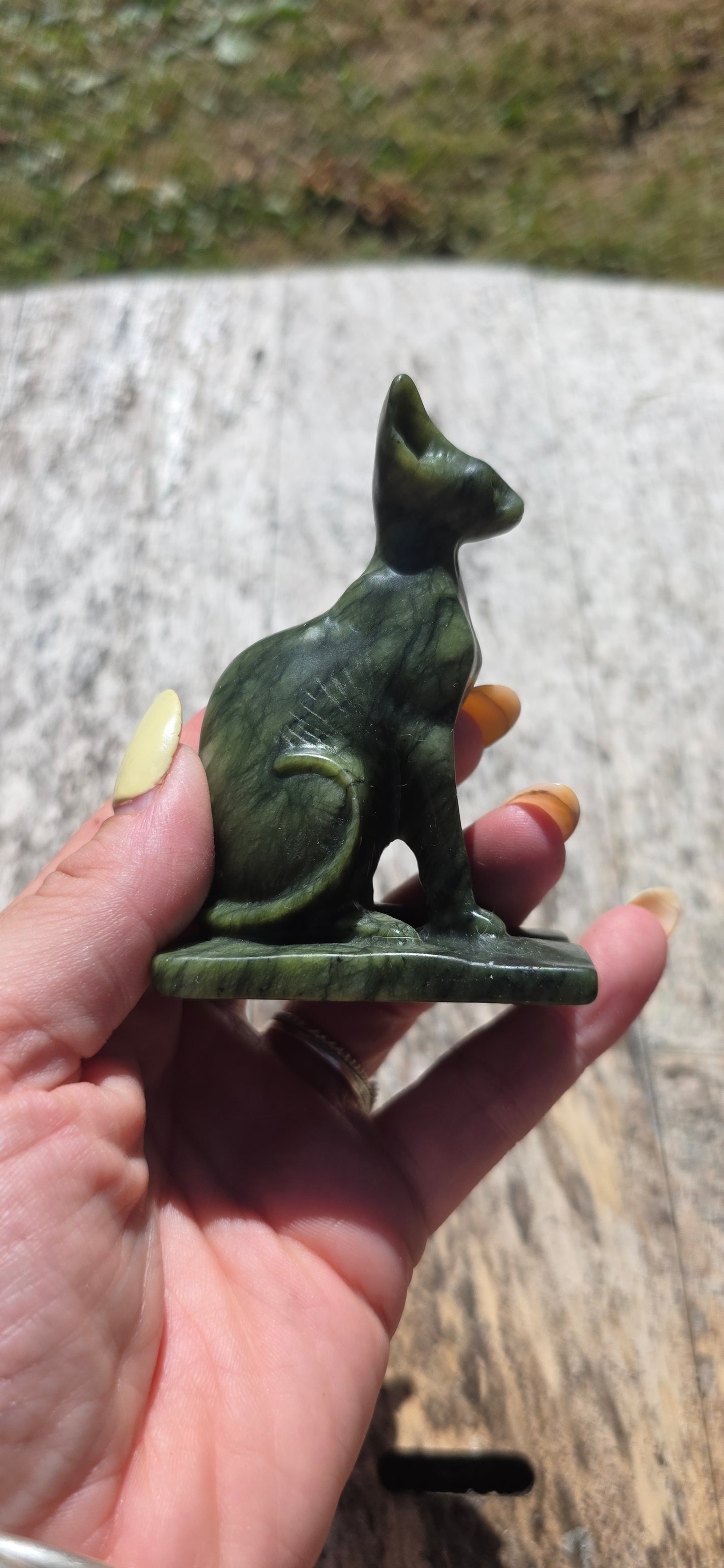 Serpentine jade sphinx